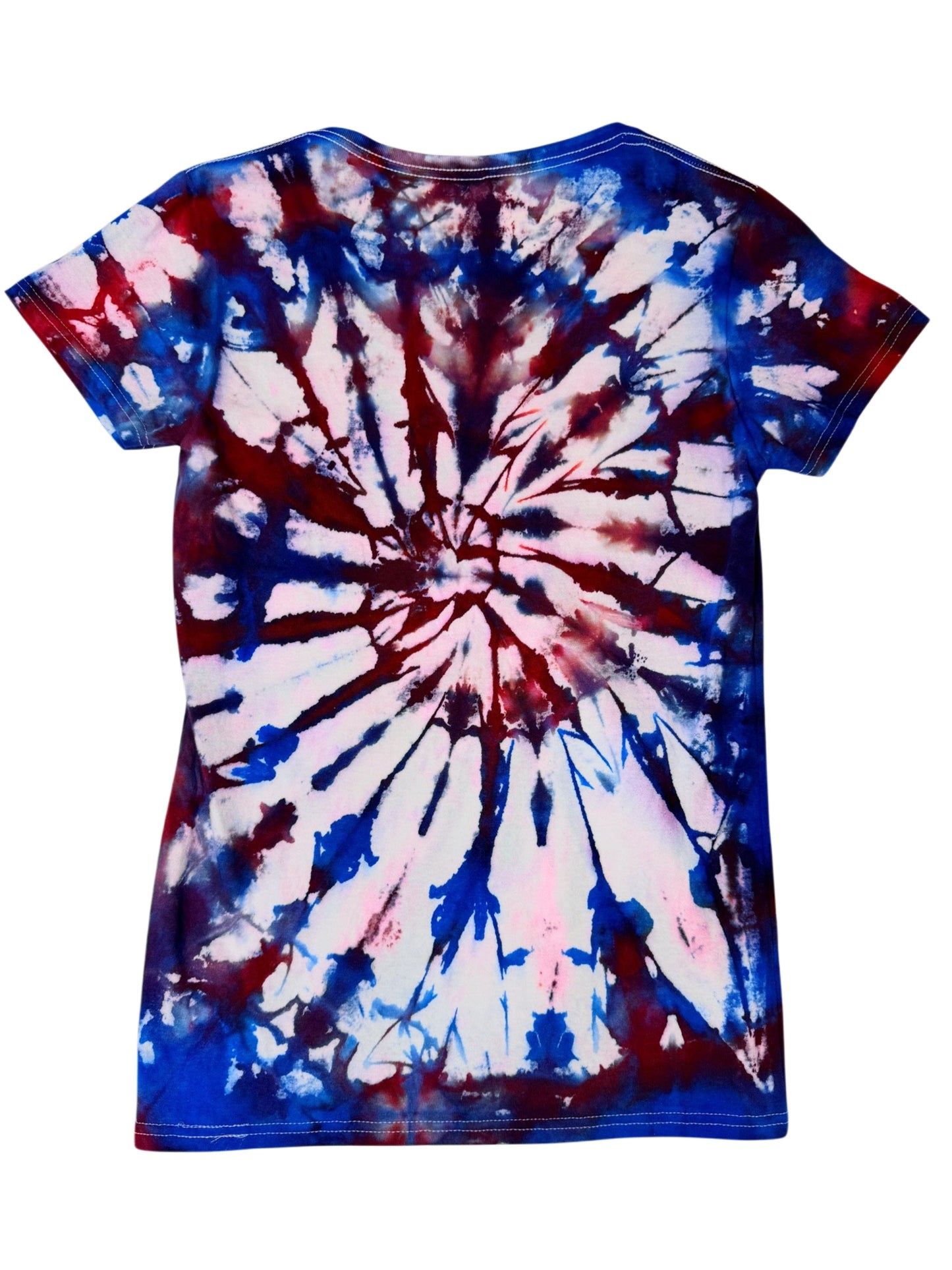 Womens Tie Dye Vneck (red ,white ,blue) small