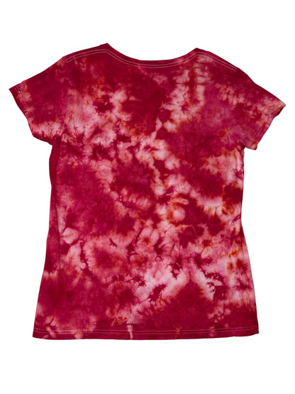 Womens Tie Dye Vneck (red) extra large
