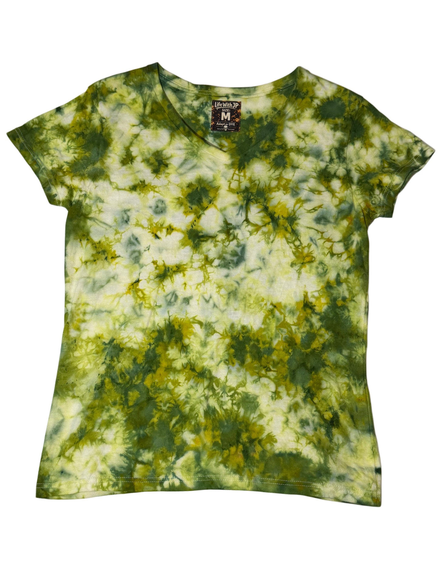 Womens Tie Dye Vneck (green) medium