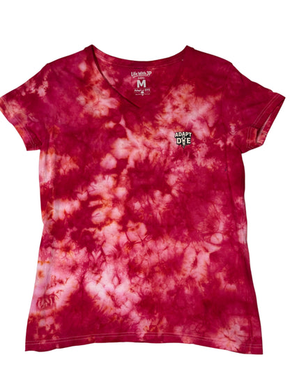 Womens Tie Dye Vneck (red) medium
