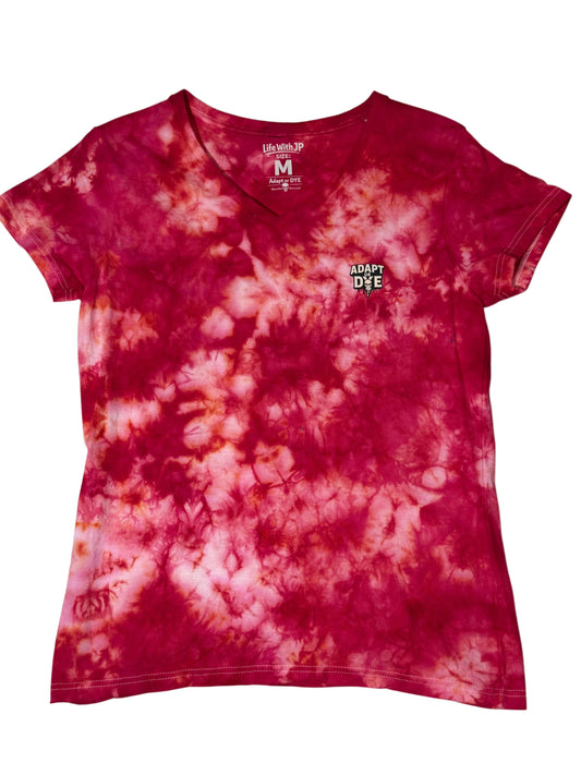 Womens Tie Dye Vneck (red) medium