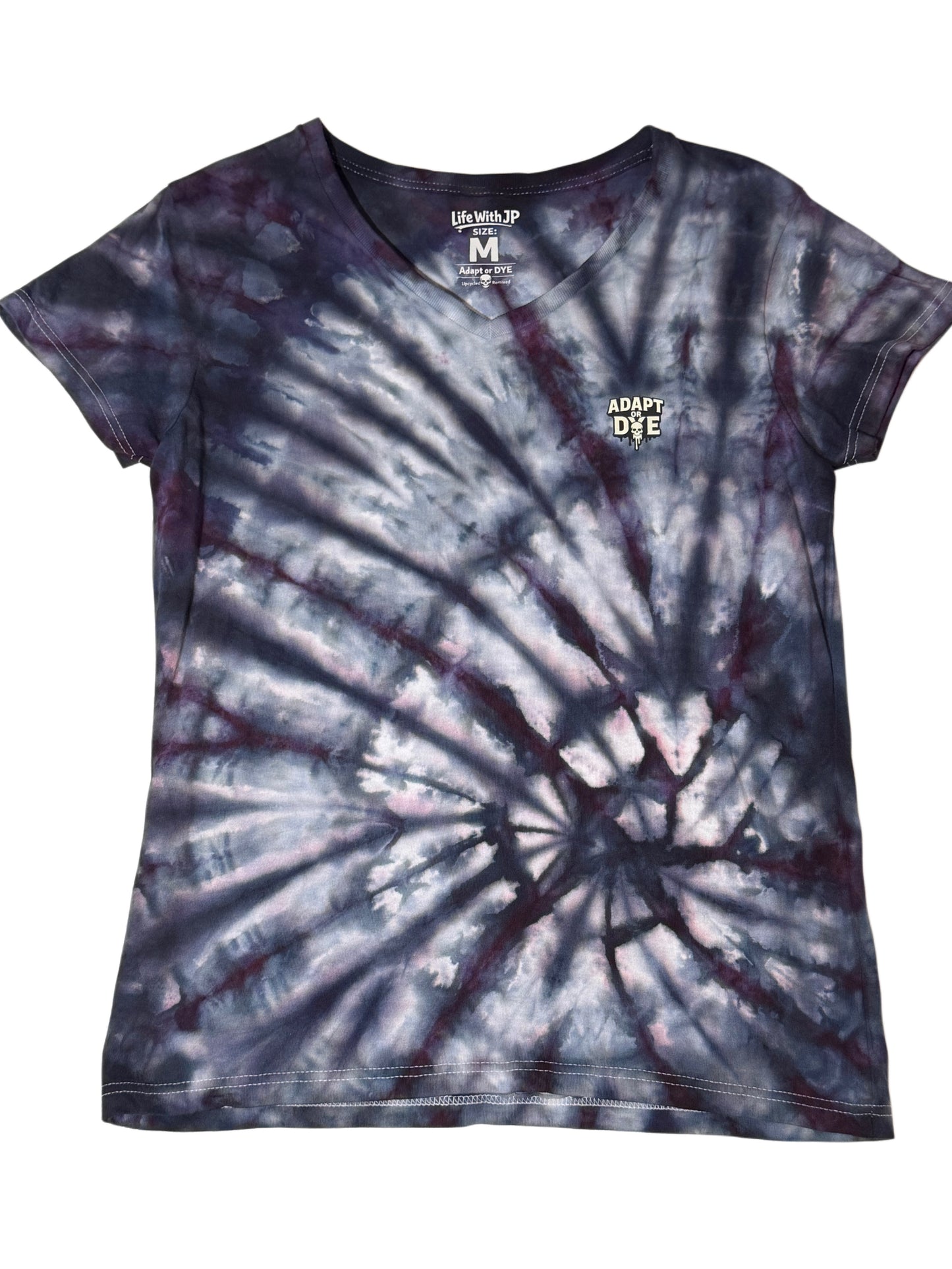 Womens Tie Dye Vneck (dark purple) Medium