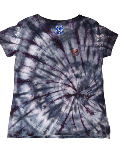 Womens Tie Dye Vneck (dark purple ) large