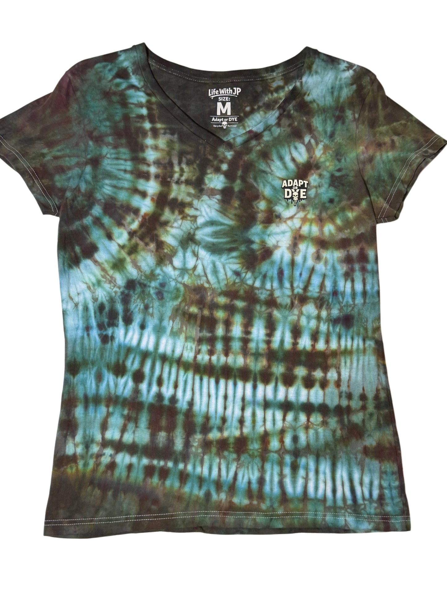 Womens Tie Dye Vneck (teal) medium