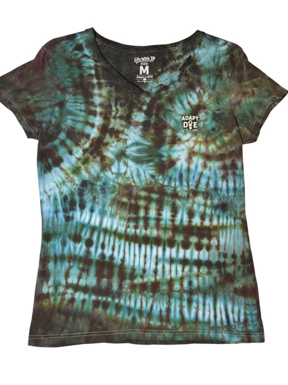 Womens Tie Dye Vneck (teal) medium
