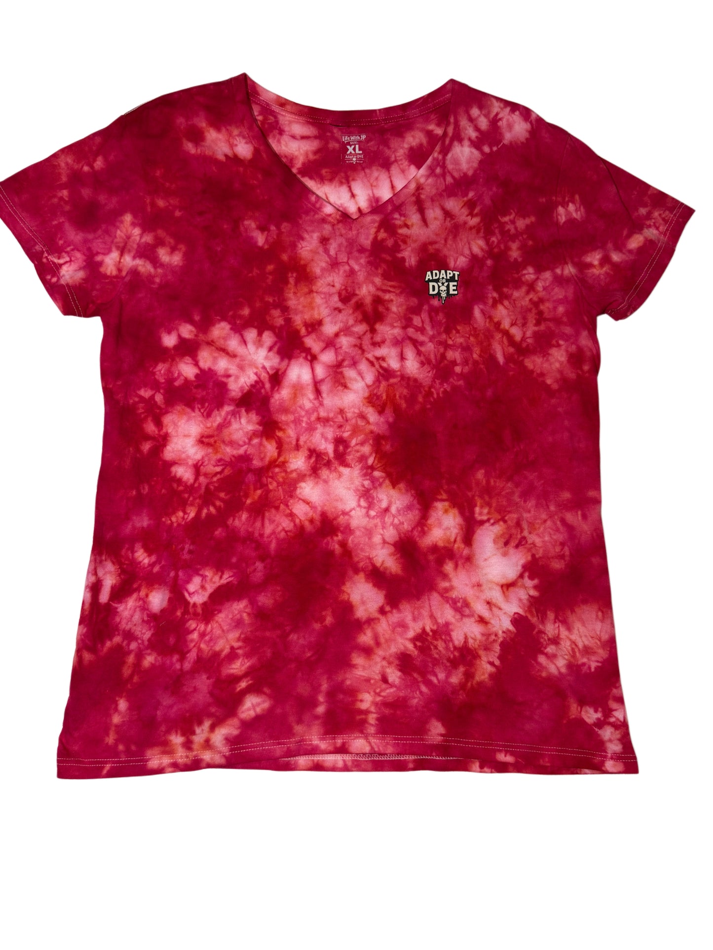 Womens Tie Dye Vneck (red) extra large