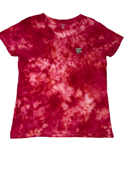 Womens Tie Dye Vneck (red) extra large