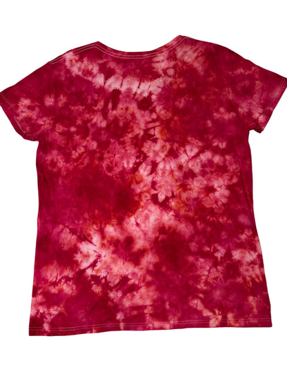 Womens Tie Dye Vneck (red) medium