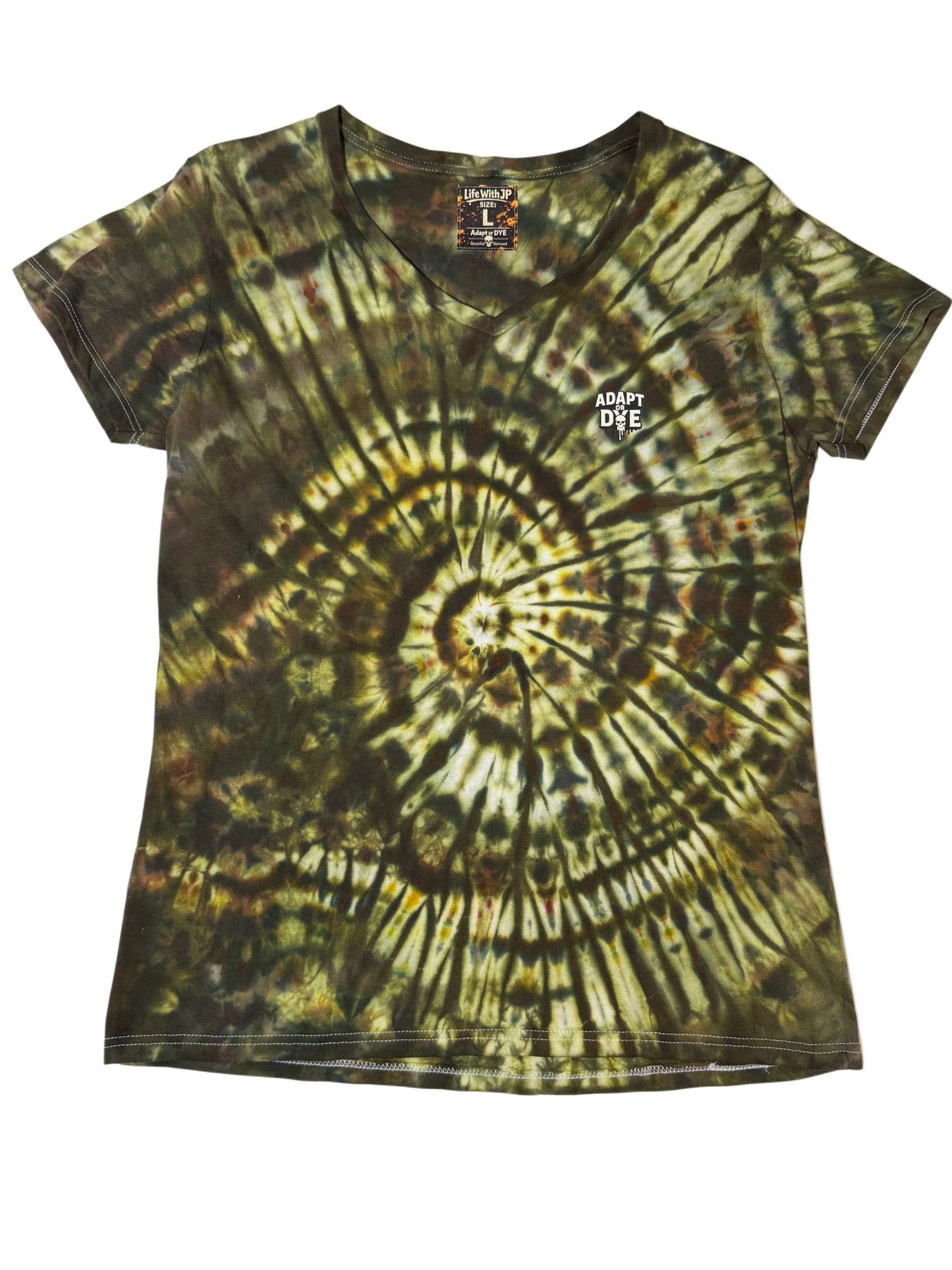 Womens Tie Dye Vneck (moss green) large