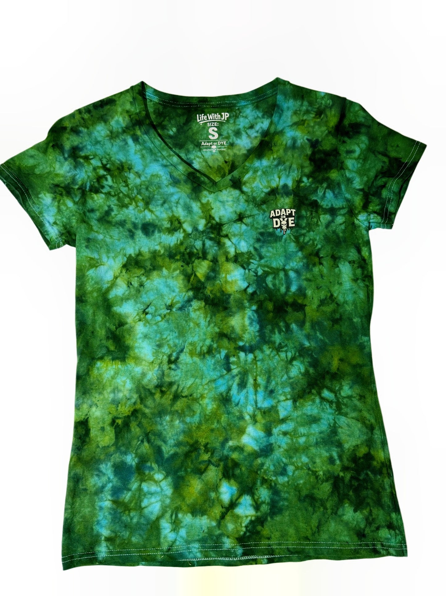 Womens Tie Dye V Neck (green) small