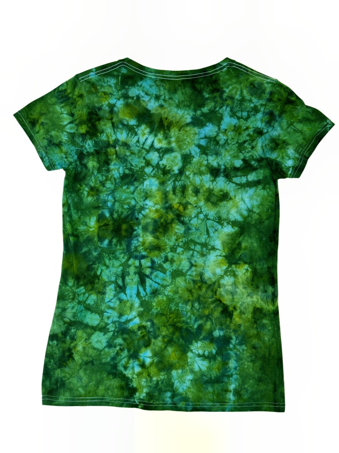 Womens Tie Dye V Neck (green) small