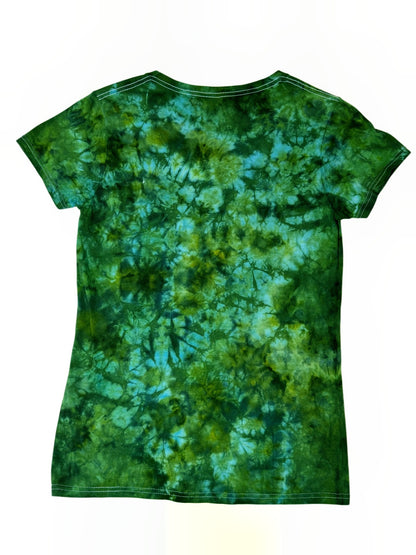 Womens Tie Dye V Neck (green) small