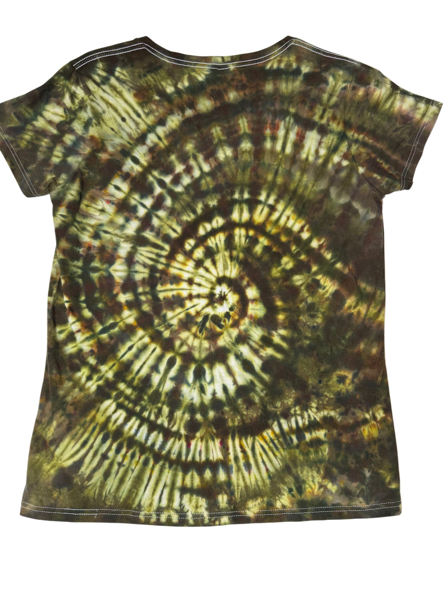Womens Tie Dye Vneck (moss green) large