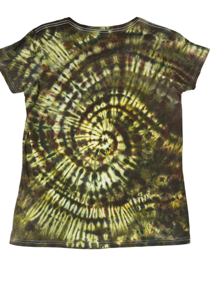 Womens Tie Dye Vneck (moss green) large