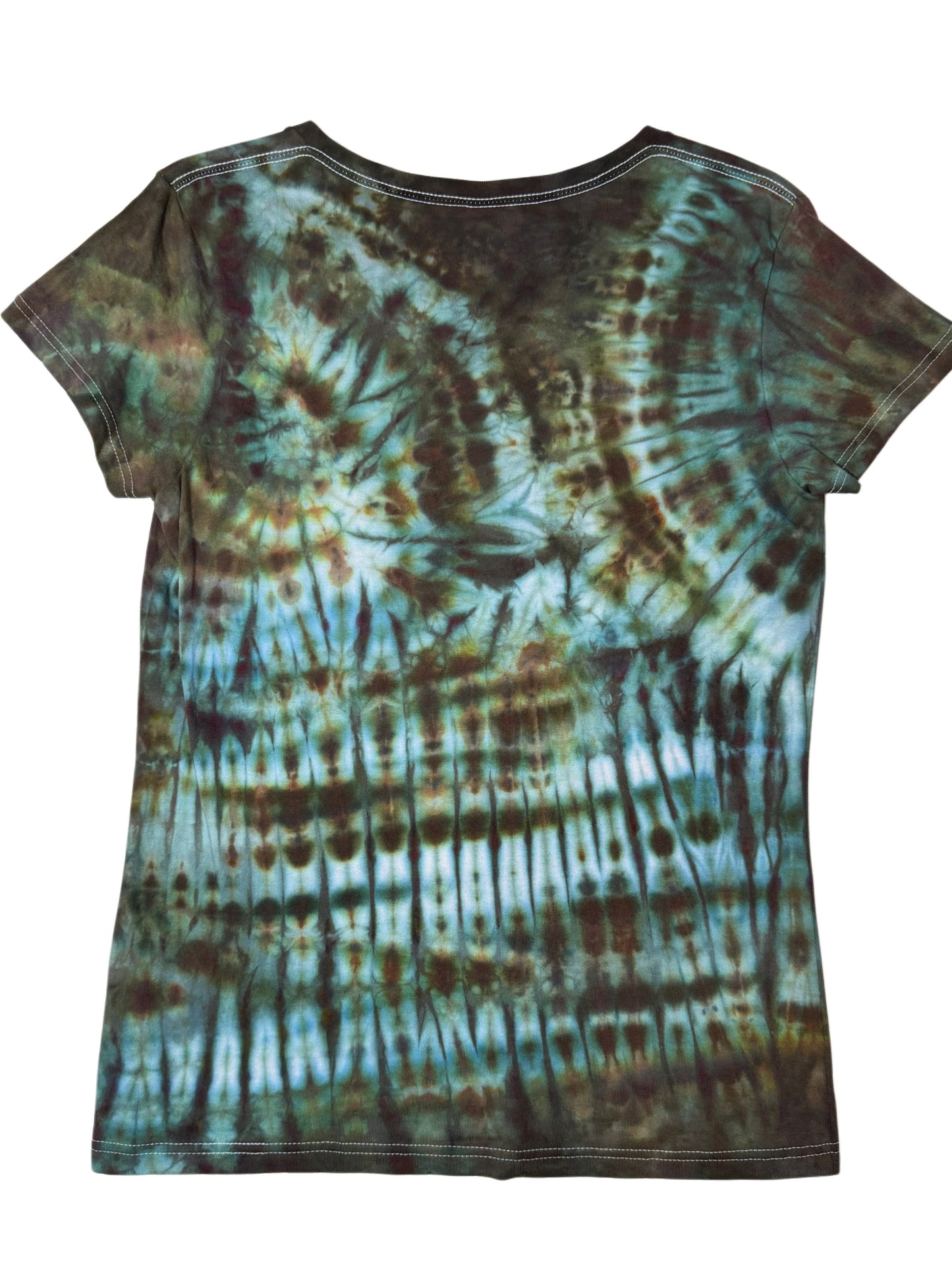 Womens Tie Dye Vneck (teal) medium