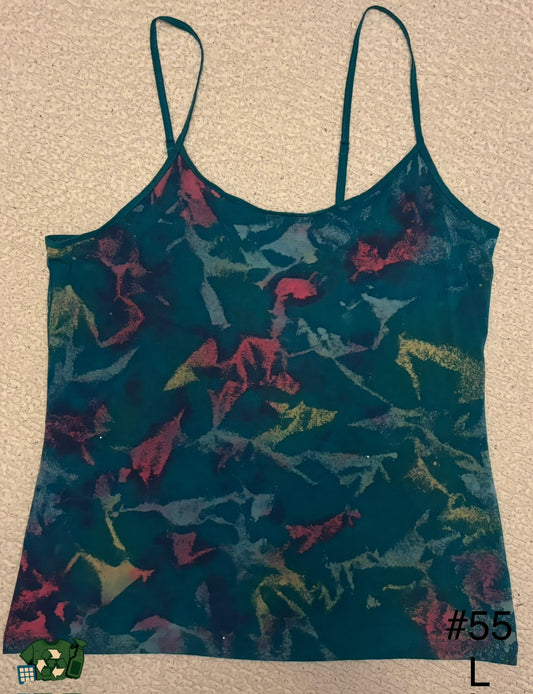 Remixed Tie-Dye Spaghetti Strap Tank (Large)