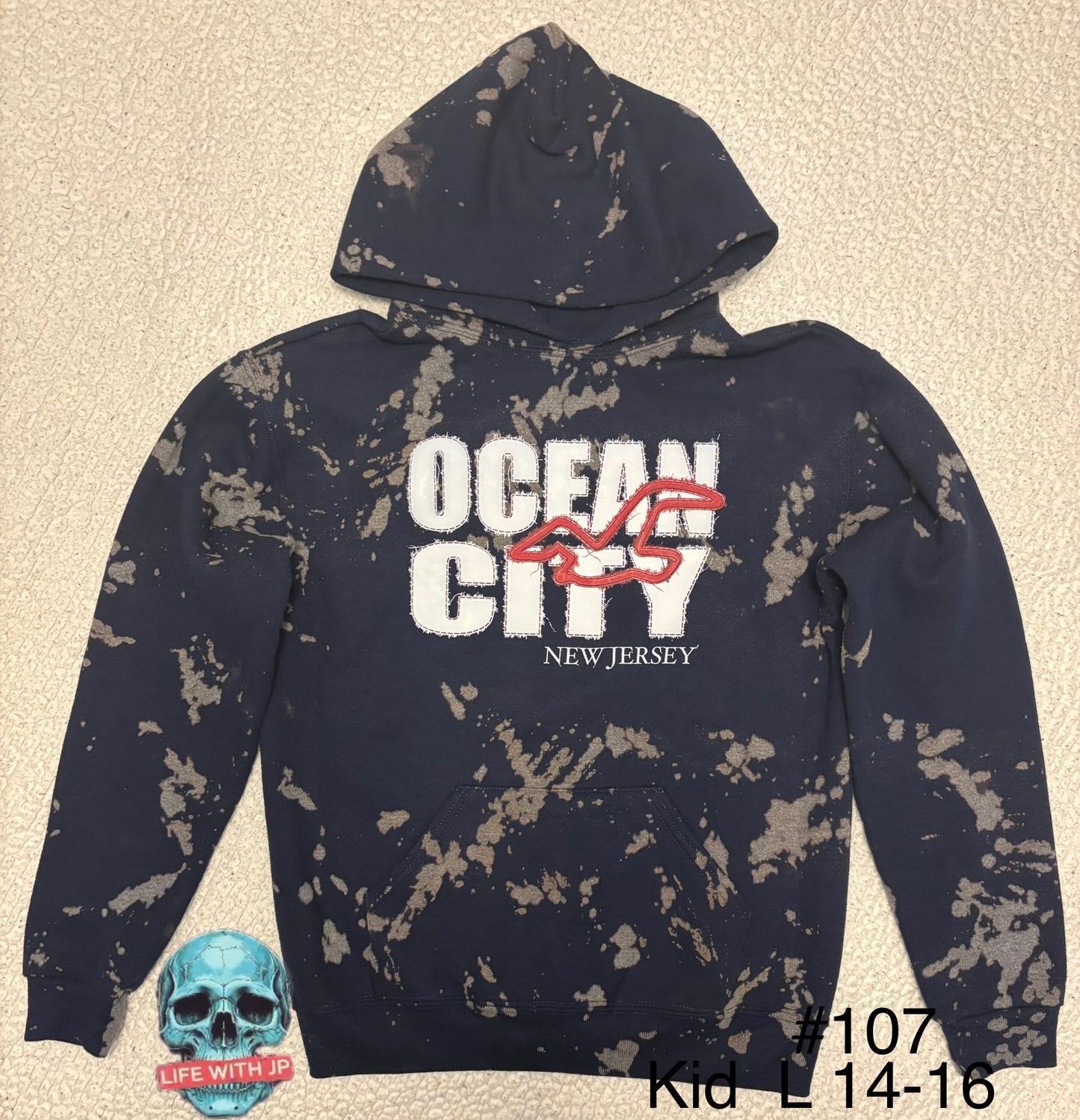 REMIXED LWJP OCEAN CITY NJ HOODIE KIDS (14-16)