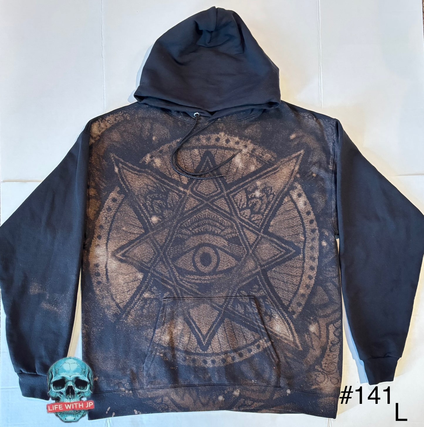 REMIXED "SEEING EYE" BLEACH HOODIE (LARGE)