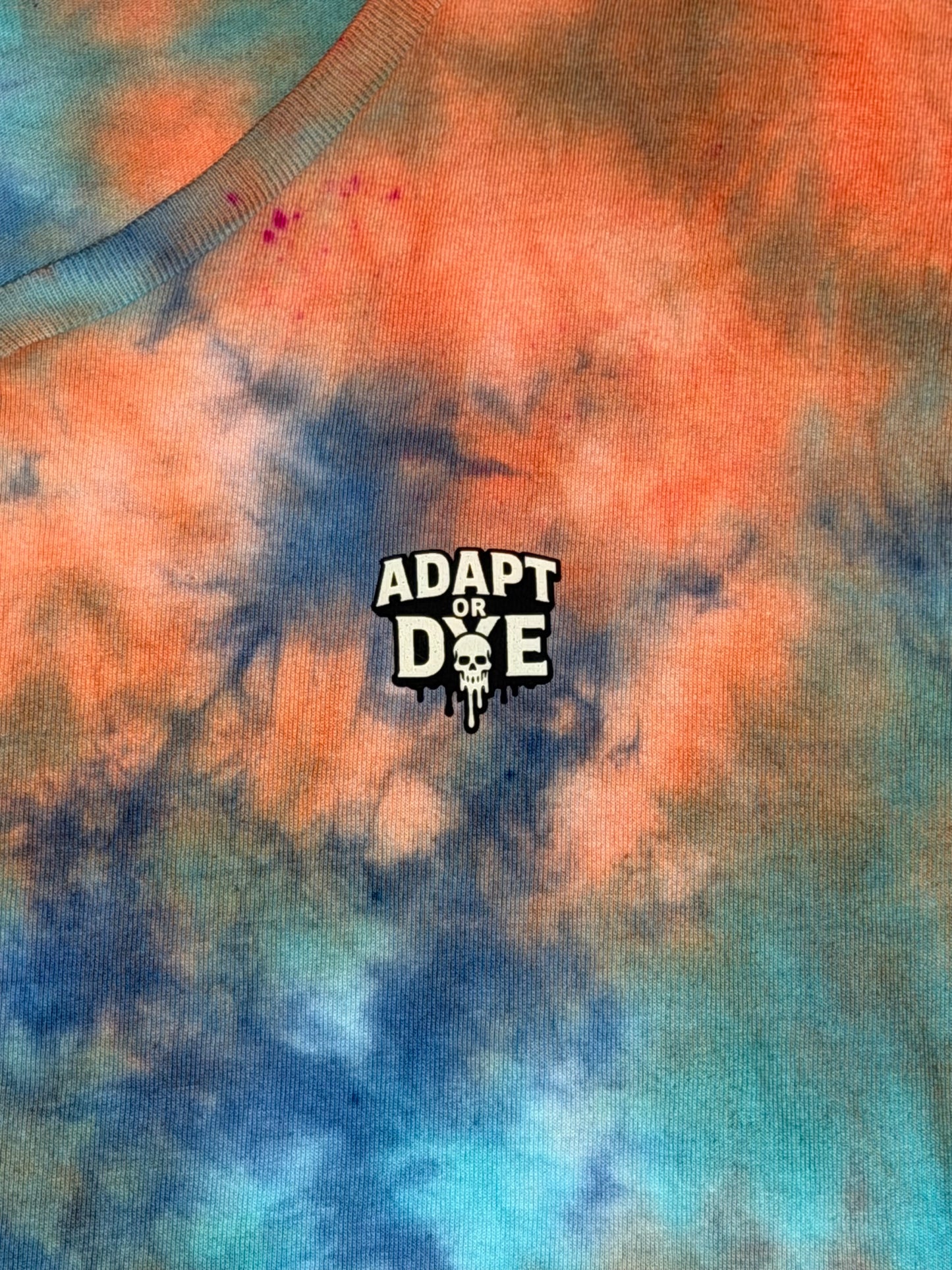 Womens Tie Dye Vneck (blue, orange, teal )large