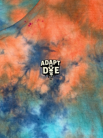 Womens Tie Dye Vneck (blue, orange, teal )large