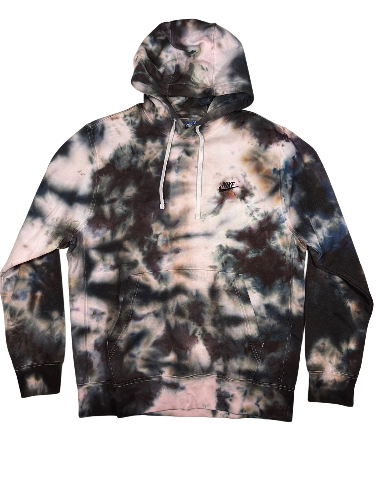 NIKE REMIX ZIP UP HOODIE (LARGE) HAND DYED ONE OF ONE (BLACK AND WHITE)