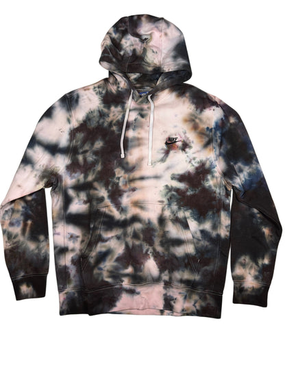 NIKE REMIX ZIP UP HOODIE (LARGE) HAND DYED ONE OF ONE (BLACK AND WHITE)