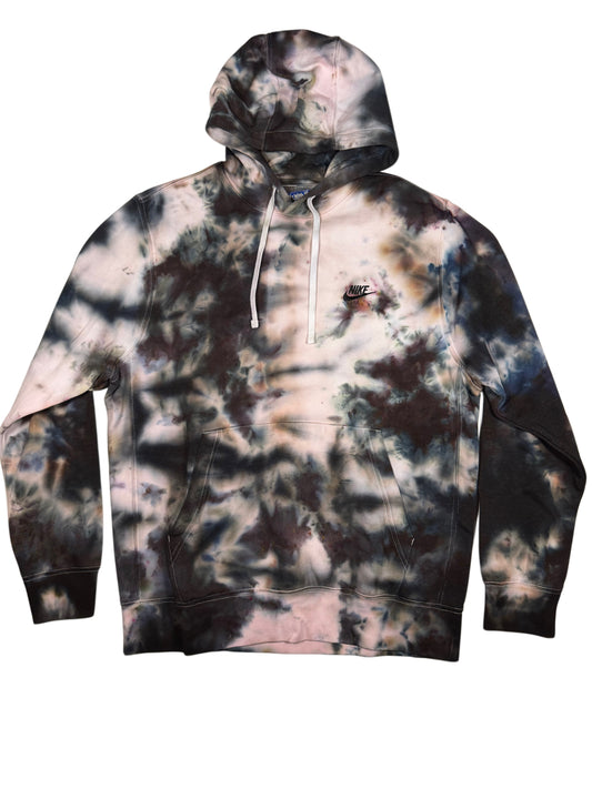 NIKE REMIX ZIP UP HOODIE (LARGE) HAND DYED ONE OF ONE (BLACK AND WHITE)