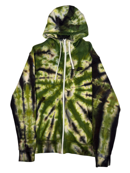 NIKE REMIX ZIP UP HOODIE (MEDIUM) HAND DYED ONE OF ONE (GREEN)